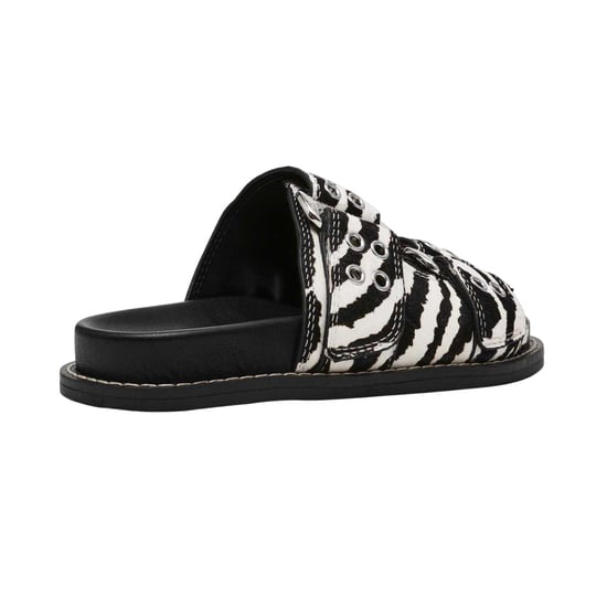 Steve Madden Womens/Ladies Agent Zebra Print Sliders (White/Black) - Image 2