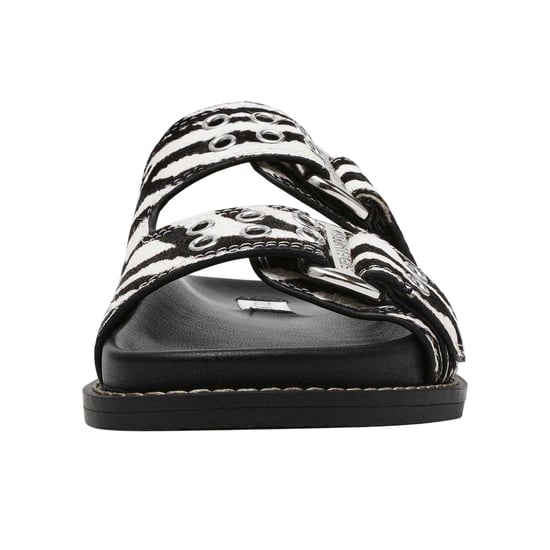 Steve Madden Womens/Ladies Agent Zebra Print Sliders (White/Black) - Image 4
