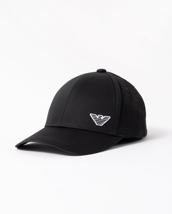 Black Logo Detail Cap in Black - Image 1