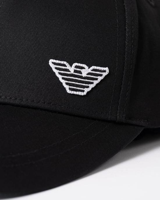 Black Logo Detail Cap in Black - Image 2