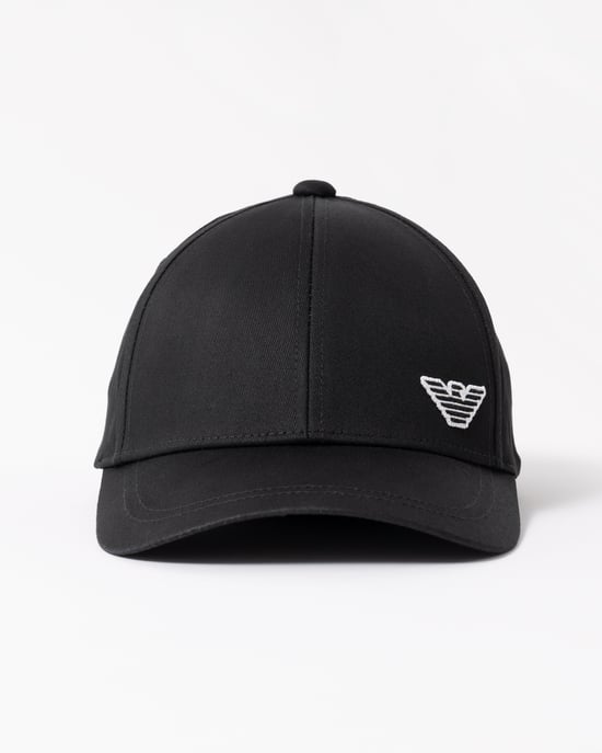 Black Logo Detail Cap in Black - Image 3