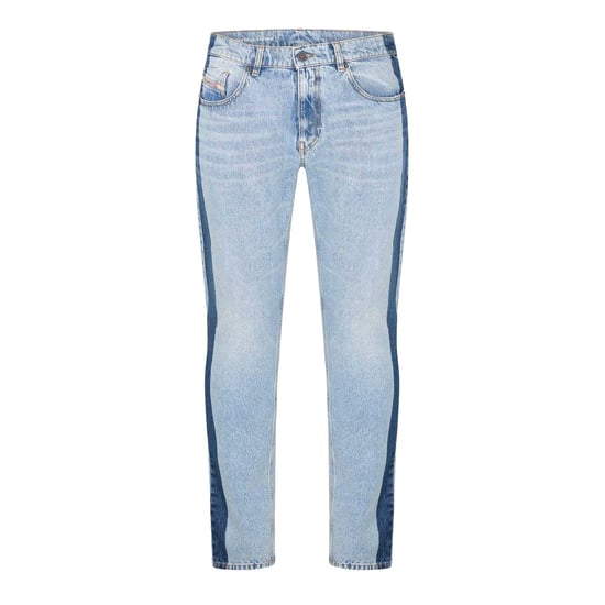 Diesel Herenjeans van denim met zijstreep, 5 zakken en rechte pijpen (Blauwe Denim) - Image 1
