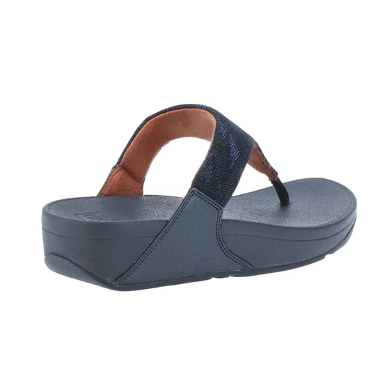 Fit Flop Womens/Ladies Lulu Glitz Toe Post Wedge Sandals (Navy) - Image 2