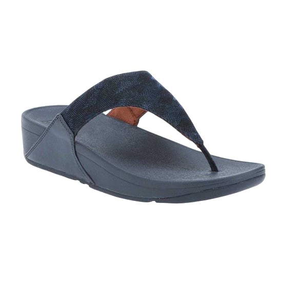 Fit Flop Womens/Ladies Lulu Glitz Toe Post Wedge Sandals (Navy) - Image 4