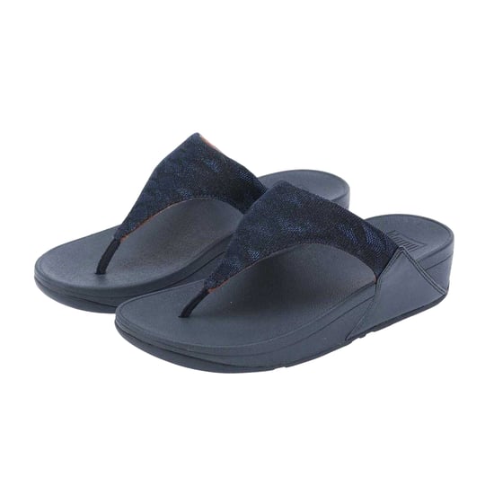 Fit Flop Womens/Ladies Lulu Glitz Toe Post Wedge Sandals (Navy) - Image 5
