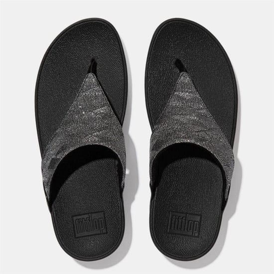 Fit Flop Womens/Ladies Lulu Glitz Toe Post Wedge Sandals (Black) - Image 3