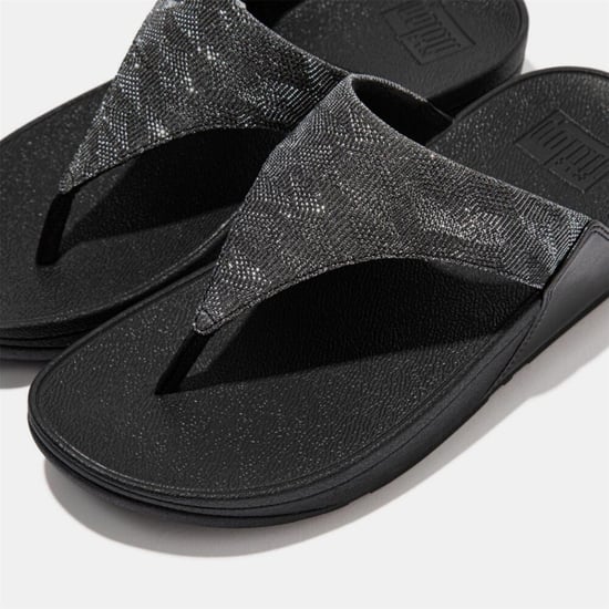 Fit Flop Womens/Ladies Lulu Glitz Toe Post Wedge Sandals (Black) - Image 5