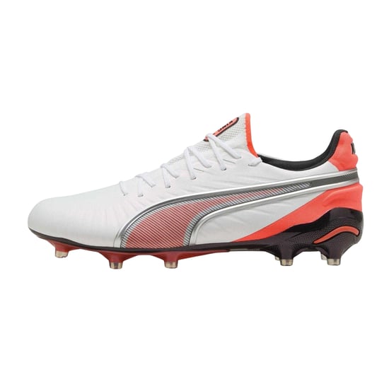 Puma Heren King Ultimate Stevige Grond Voetbalschoenen (Wit, Rood) - Image 3