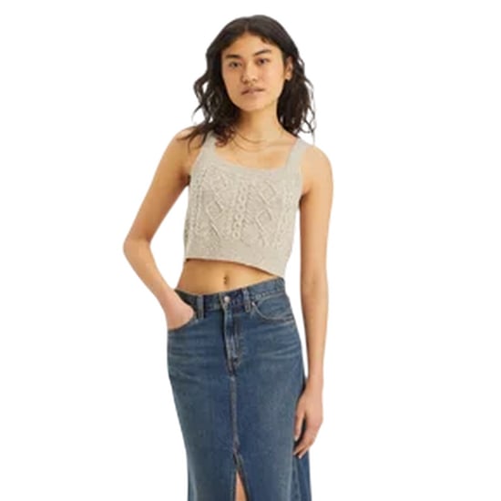 Levis Korte tanktop met kabelpatroon voor dames (Havermout Heather) - Image 1