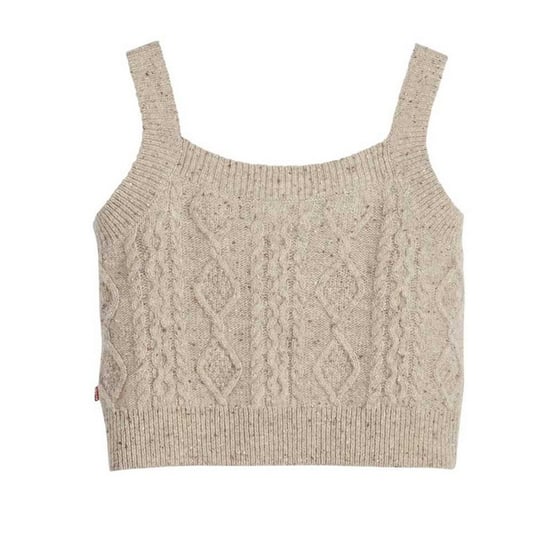 Levis Korte tanktop met kabelpatroon voor dames (Havermout Heather) - Image 2