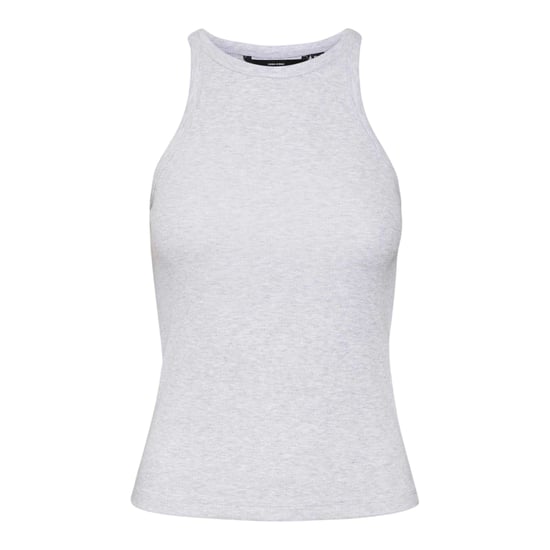 Vero Moda Dames-tanktop met geribde ronde hals en normale pasvorm (Lichtgrijs Melange) - Image 1