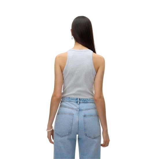 Vero Moda Dames-tanktop met geribde ronde hals en normale pasvorm (Lichtgrijs Melange) - Image 2