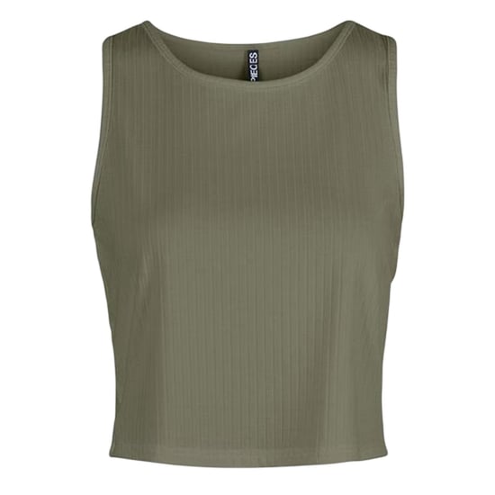 Pieces Korte, slanke, mouwloze tanktop voor dames (Diep groen) - Image 1