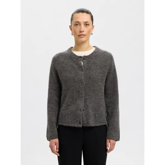 Selected Femme slwlulu new ls knit cardigan noos 16098138 medium grey melange - Image 1