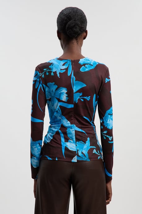Floral Print Crepe High Neck Top - Image 4