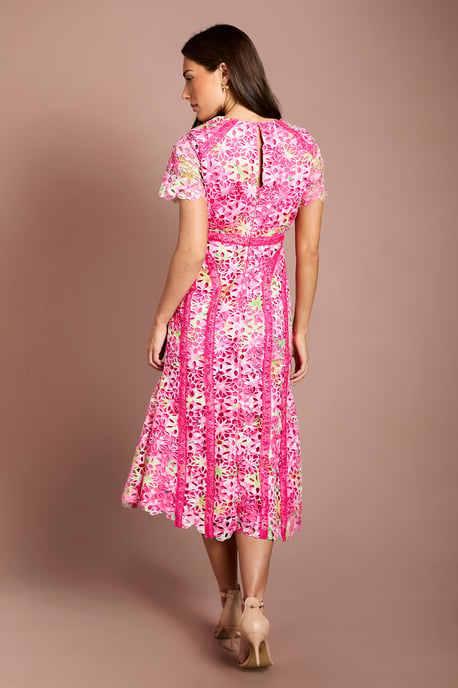 Petite Printed Lace Midi Pencil Dress - Image 3