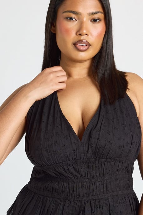 Plus Broidery Shirred Halterneck Top - Image 4