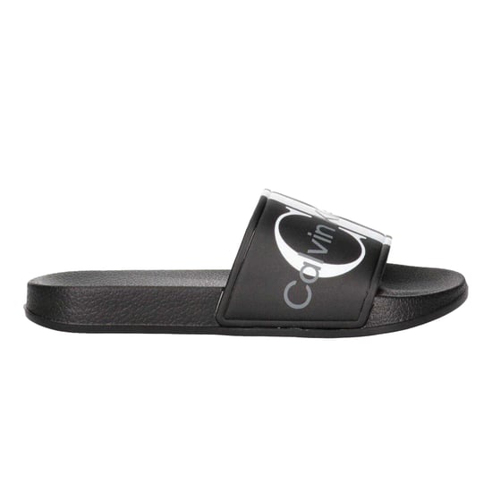 Calvin Klein Unisex Adult Logo Open Toe Flat Slides (Zwart) - Image 1