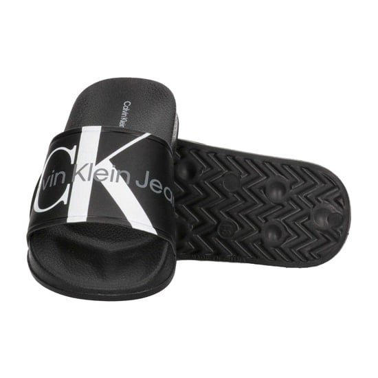 Calvin Klein Unisex Adult Logo Open Toe Flat Slides (Zwart) - Image 4