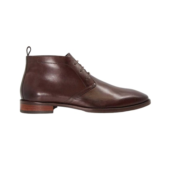 Dune London Mens Mervin Leather Low Heel Chukka Boots (Brown) - Image 1