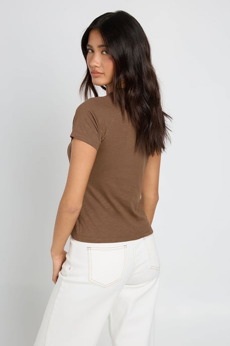 Slub Raglan Sleeve Fitted Top - Image 2