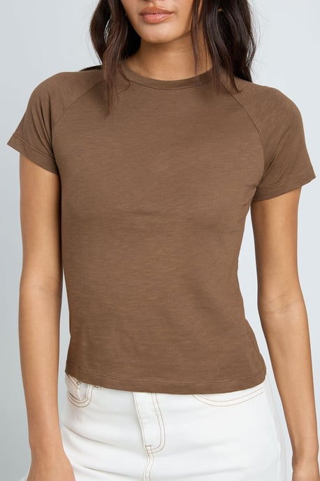Slub Raglan Sleeve Fitted Top - Image 4