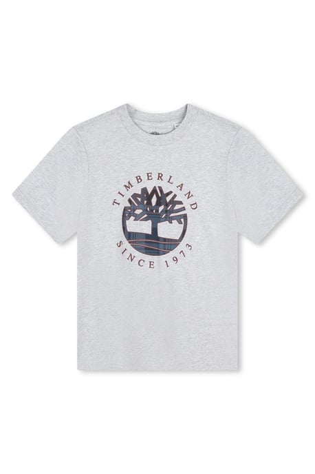 Timberland Boys Large Logo Short Sleeve T-shirt Chine Grey - Image 1
