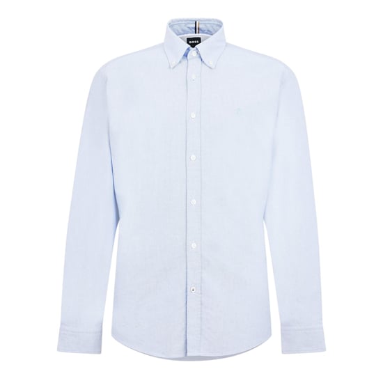 Boss Heren Liam Patroon Kraag Lange Mouw Overhemd (Pastelblauw) - Image 1