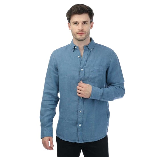 Gant Heren Linnen Garment Dyed Langwerpig Overhemd (Blauw) - Image 1