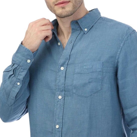 Gant Heren Linnen Garment Dyed Langwerpig Overhemd (Blauw) - Image 3