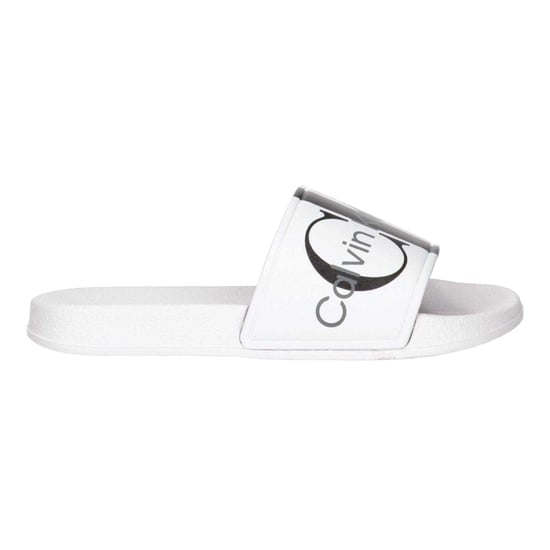 Calvin Klein Unisex Adult Logo Open Toe Flat Slides (Wit) - Image 1