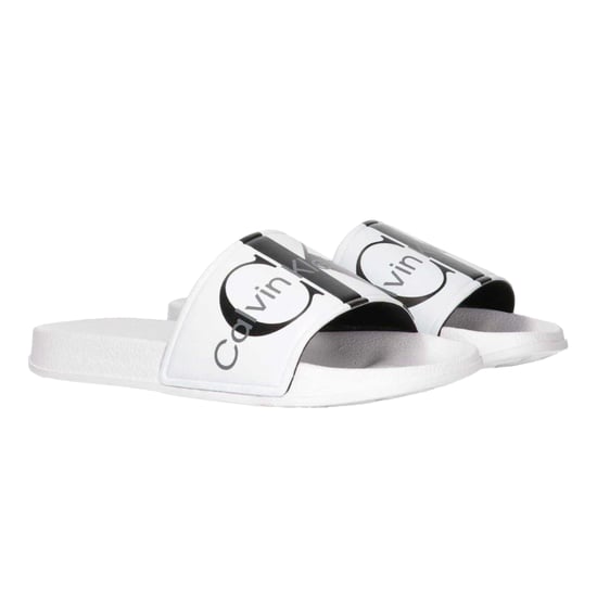 Calvin Klein Unisex Adult Logo Open Toe Flat Slides (Wit) - Image 3