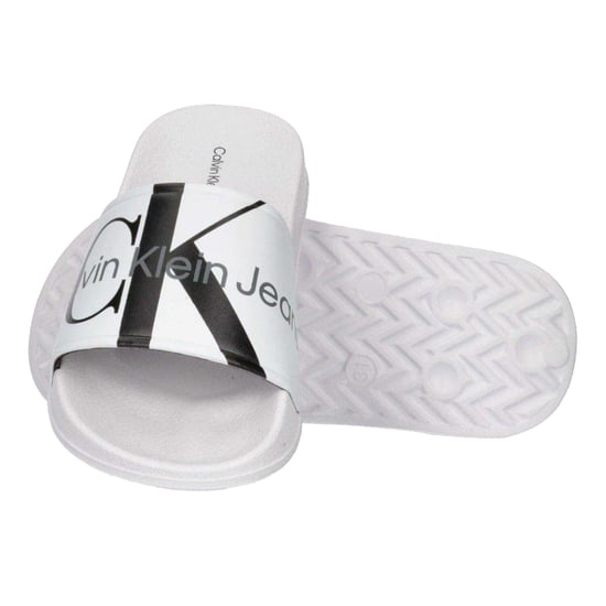Calvin Klein Unisex Adult Logo Open Toe Flat Slides (Wit) - Image 4