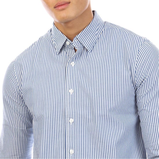 Peter Werth Heren Beasley Verticale Streep Lange Mouwen Shirt (Marineblauw/Wit) - Image 3