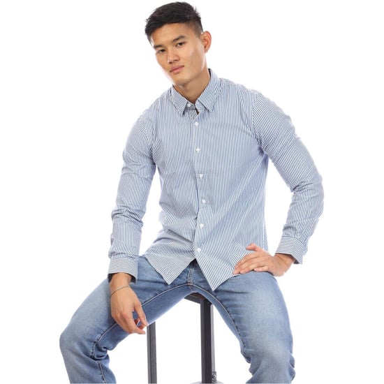 Peter Werth Heren Beasley Verticale Streep Lange Mouwen Shirt (Marineblauw/Wit) - Image 4