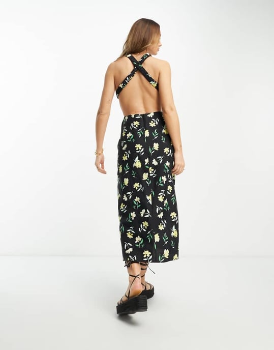 ASOS DESIGN cross back midi sundress in floral print - Image 2