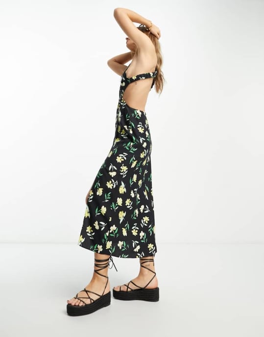 ASOS DESIGN cross back midi sundress in floral print - Image 4