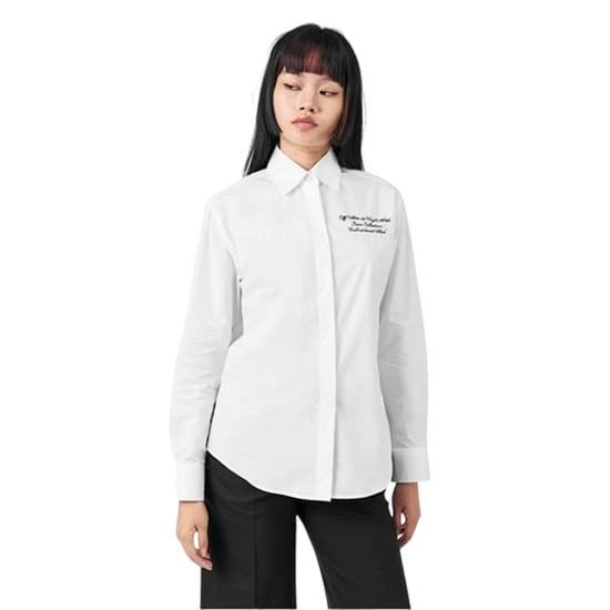 Off White Unisex Vuxen broderad Regular långärmad skjorta (Vit/Svart) - Image 1