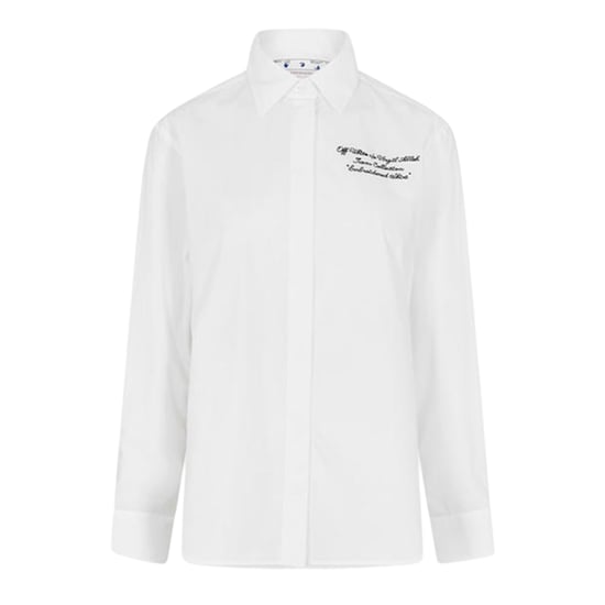 Off White Unisex Vuxen broderad Regular långärmad skjorta (Vit/Svart) - Image 2