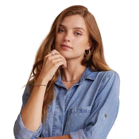 Bella Dahl Dames/Dames Denim Rugsplit Relaxed Fit Shirt met Lange Mouwen (Omberblauw) - Image 2