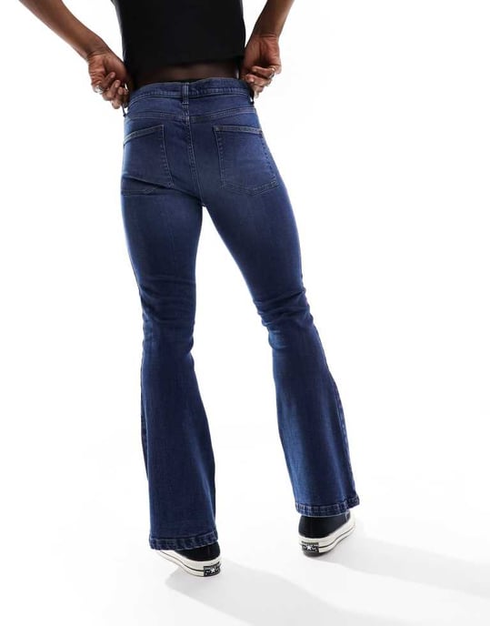 ASOS DESIGN stretch flare jeans in dark wash blue - Image 3