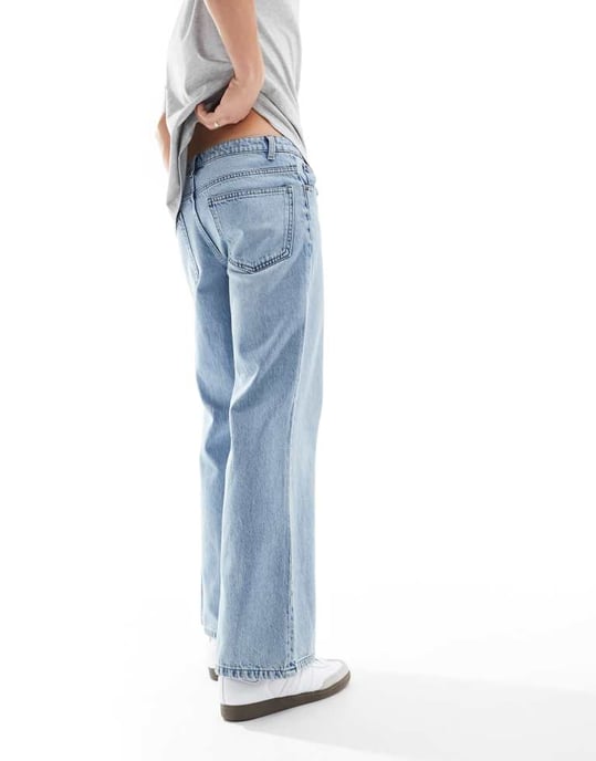 ASOS DESIGN wide flared jeans in mid wash blue - Image 3