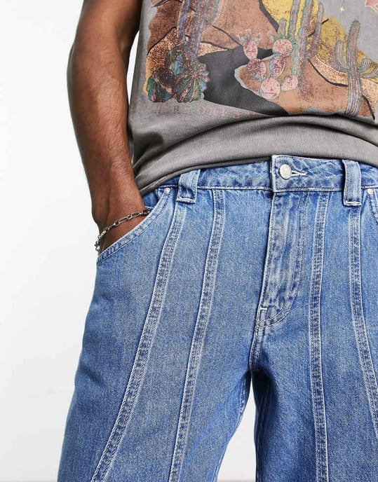 ASOS DESIGN wide flare jeans in mid blue wash - Image 2