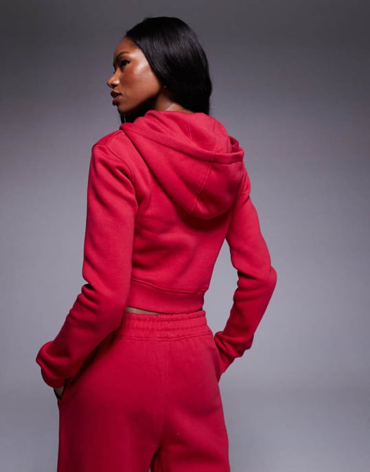 Kaiia bomullsblandning broderad logotyp oversized hoodie co-ord i röd och rosa - Image 4