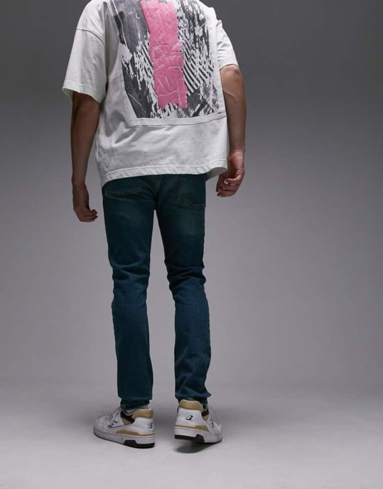 Topman stretch skinny jeans in mid wash green tint - Image 2