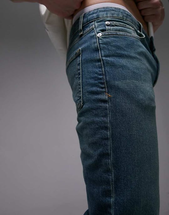 Topman stretch skinny jeans in mid wash green tint - Image 3