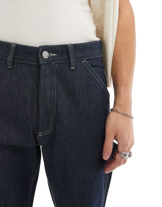 Jack & Jones Eddie loose fit carpenter jean in dark indigo - Image 3