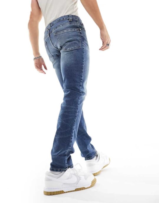 ASOS DESIGN stretch slim jeans in tinted blue - Image 3