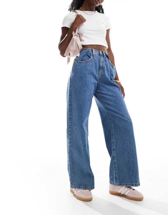 Cotton On avslappnade låga baggyjeans i havsblå denim - Image 2