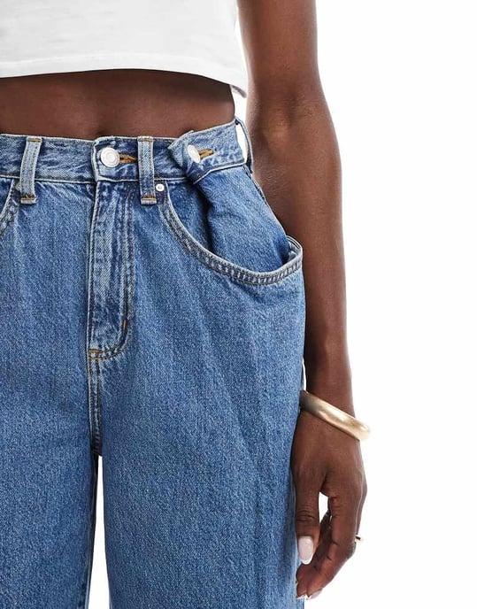 Cotton On avslappnade låga baggyjeans i havsblå denim - Image 3